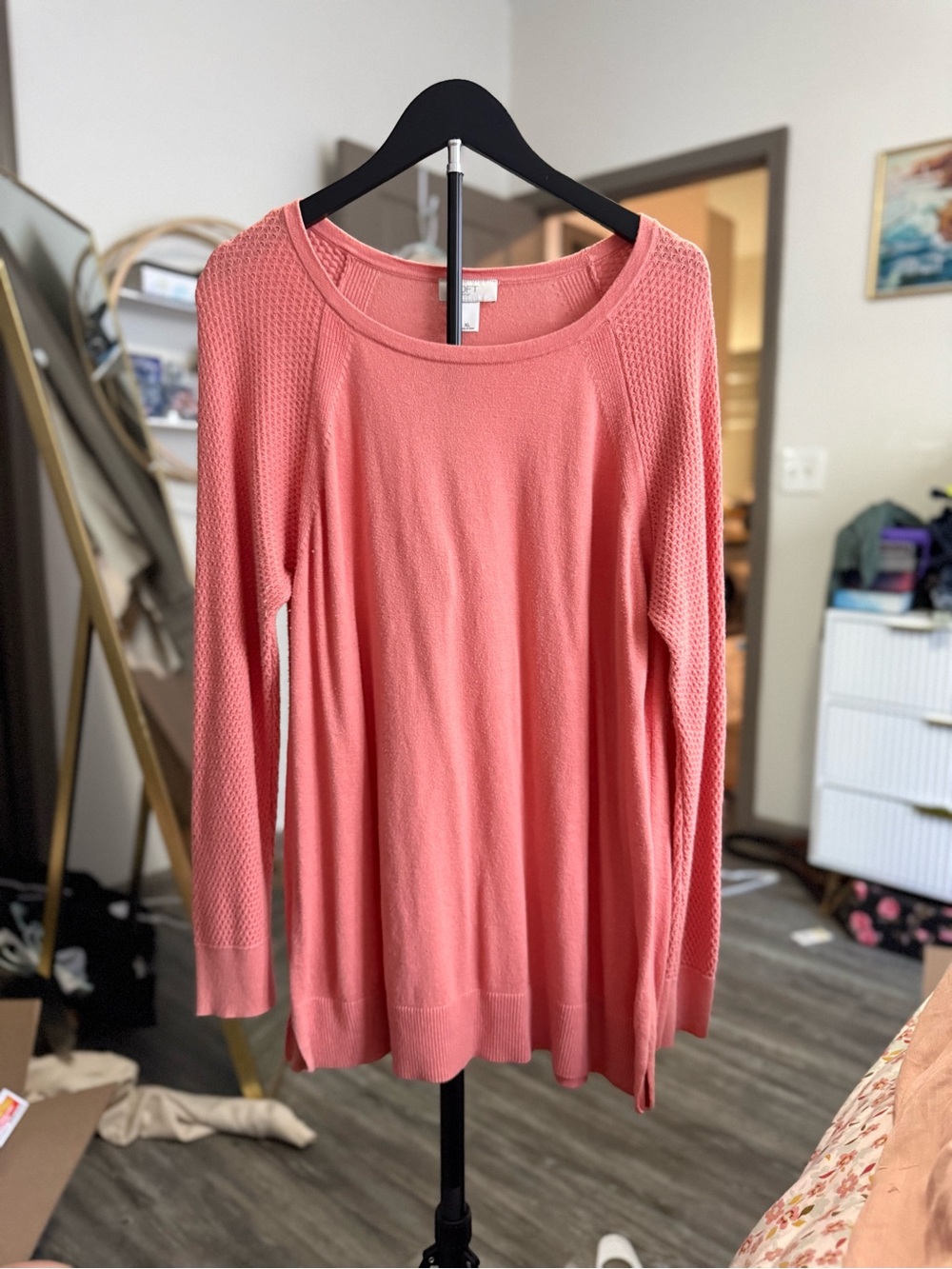 LOFT Coral Scoop-Neck Lightweight Sweater
